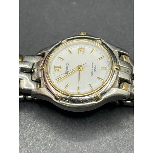 Vintage 1998 Women\'s Seiko Quartz Watch 7N82-0599 Date Indicator Two Tone 5BAR main image 11